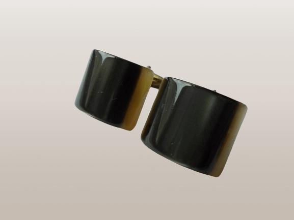 PERŁOWO-BRĄZOWE SPINKI DO MANKIETÓW Z PRL-u - obrazek 2