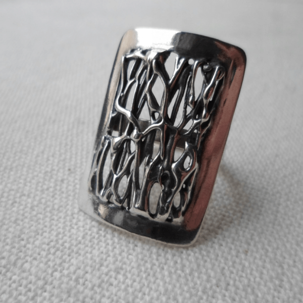 pierścionek, retro, moda retro, styl retro, PRL, vintage, bursztyn, srebro,