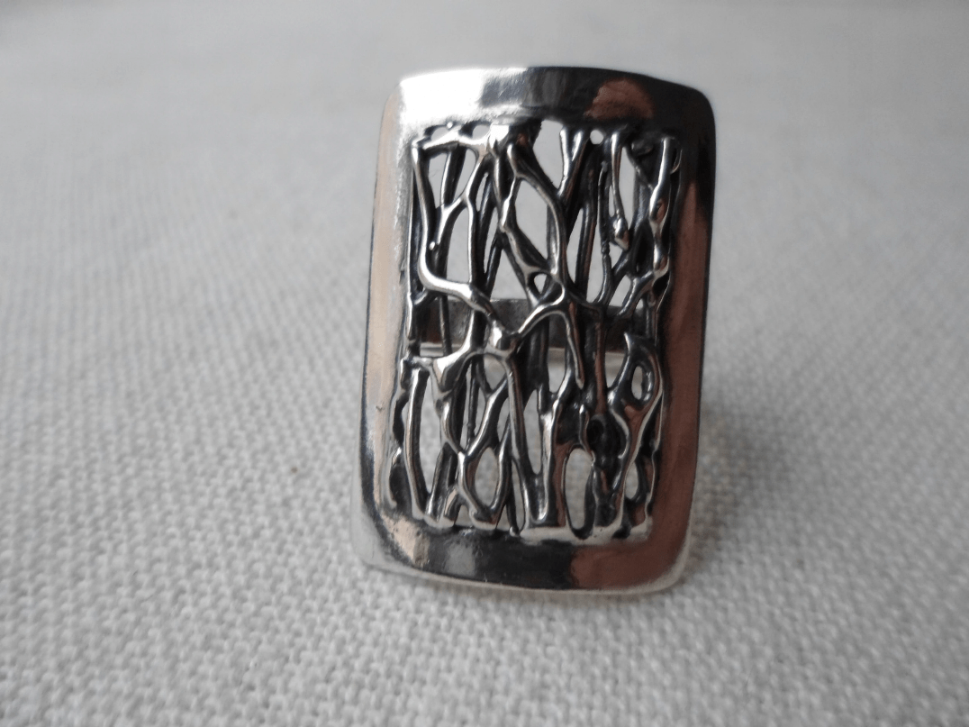 POLSKA BIŻUTERIA RETRO PIERŚCIONEK SREBRO 925 - obrazek 2