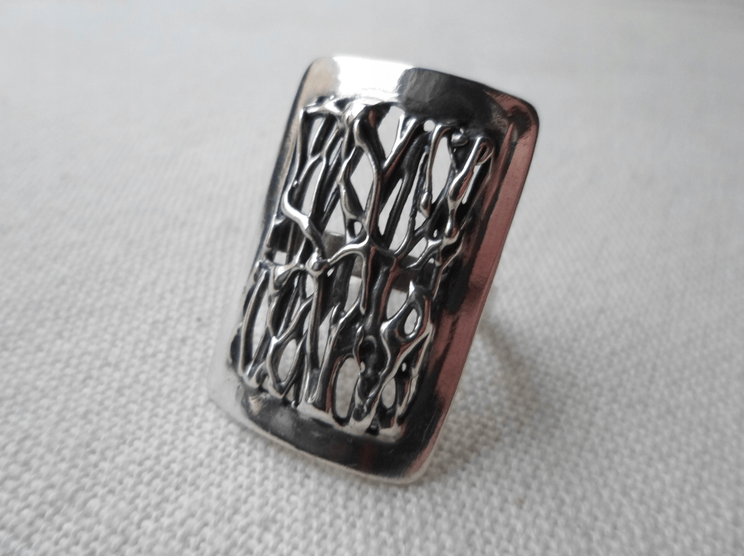 POLSKA BIŻUTERIA RETRO PIERŚCIONEK SREBRO 925 - obrazek 3