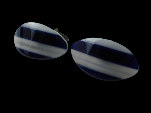 GRANATOWO-MLECZNE SPINKI DO MANKIETÓW Z PRL-u