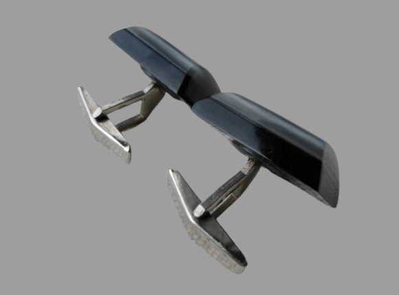 PERŁOWO-SREBRNE SPINKI DO MANKIETÓW Z PRL-u - obrazek 5