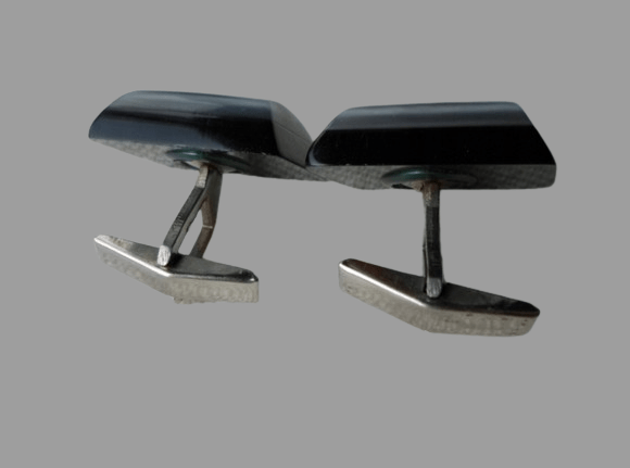 PERŁOWO-SREBRNE SPINKI DO MANKIETÓW Z PRL-u - obrazek 6