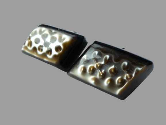 GRAFITOWO-PERŁOWE SPINKI DO MANKIETÓW Z PRL-u