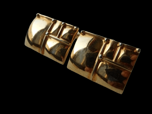 DUŻE POZŁACANE SPINKI DO MANKIETÓW Z PRL-u