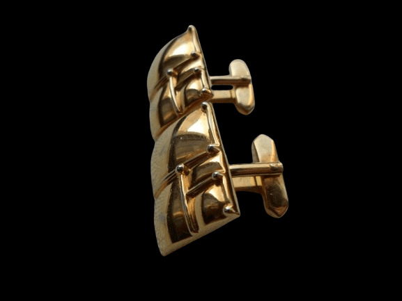 DUŻE POZŁACANE SPINKI DO MANKIETÓW Z PRL-u - obrazek 4