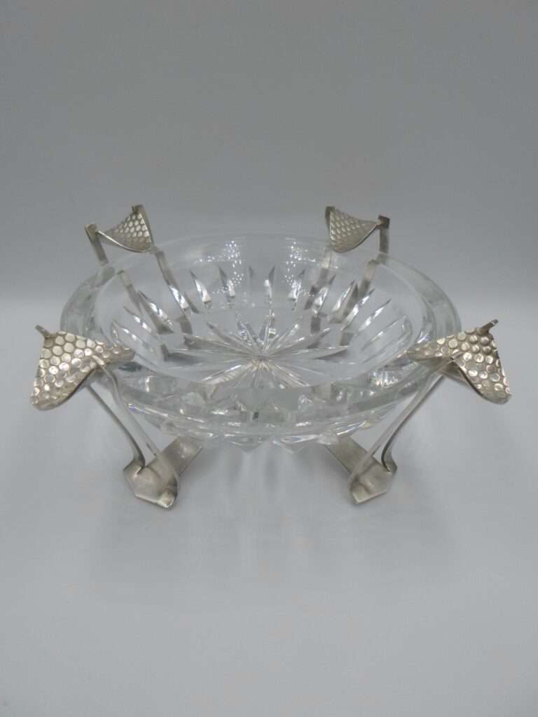 popielniczka z okresu secesji, plater i szkło