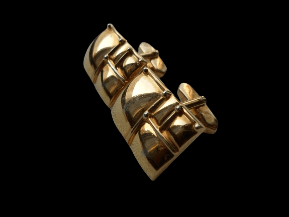 DUŻE POZŁACANE SPINKI DO MANKIETÓW Z PRL-u - obrazek 5