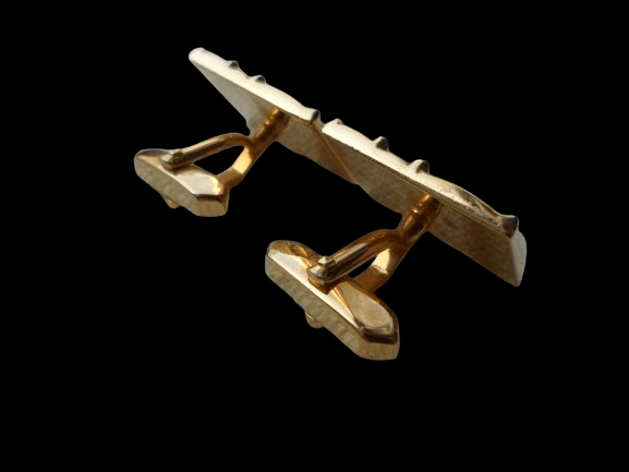 DUŻE POZŁACANE SPINKI DO MANKIETÓW Z PRL-u - obrazek 7