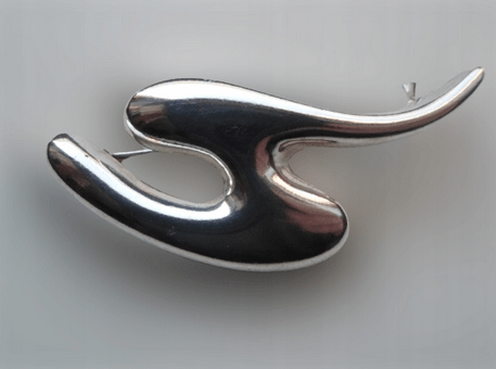 srebro, broszka, Rytosztuka, PRL, design,