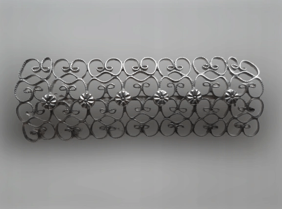 broszka, srebro, filigran, secesja, retro, styl retro, moda retro, vintage, styl vintage,