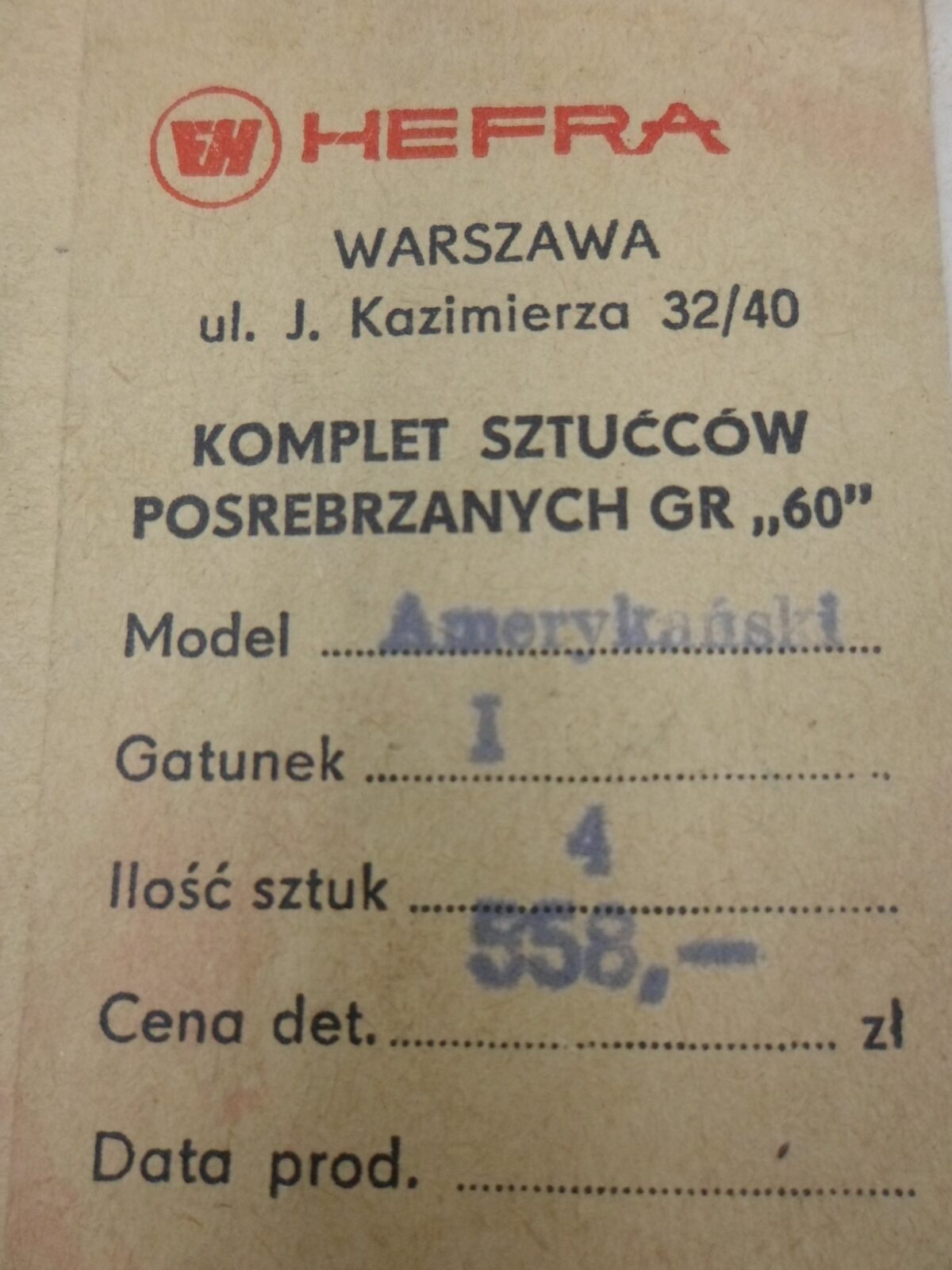 HEFRA KOMPLET SZTUĆCÓW POSREBRZANYCH MODEL AMERYKAŃSKI - obrazek 5