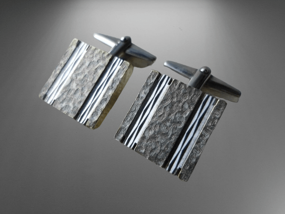 srebrne spinki do mankietów