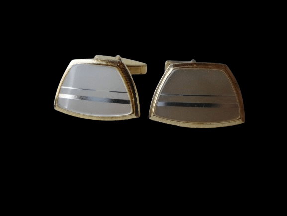 EKSKLUZYWNE PERŁOWO-ZŁOTE SPINKI DO MANKIETÓW Z EPOKI PRL - obrazek 7