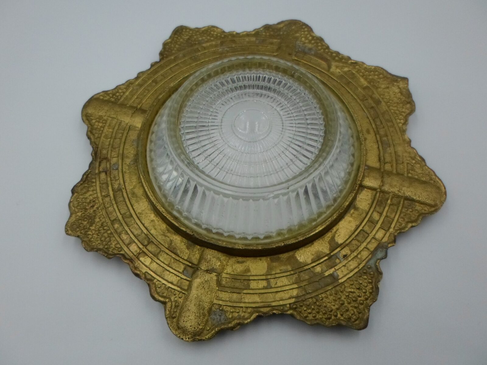 UNIKATOWA POPIELNICZKA Z POCZĄTKU UBIEGŁEGO STULECIA SZKŁO I MOSIĄDZ - obrazek 2