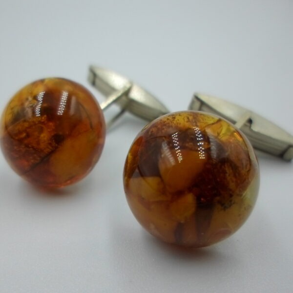 spinki do mankietów z PRL-u, bursztyn