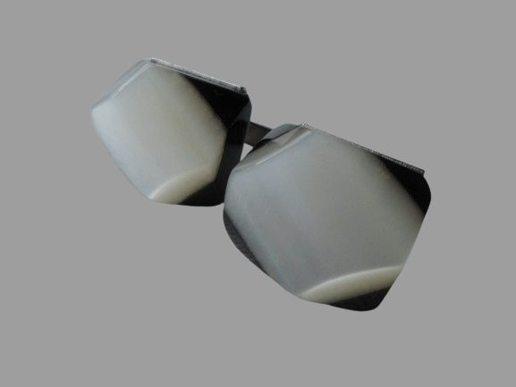 PERŁOWO-CZARNE SPINKI DO MANKIETÓW Z PRL-u