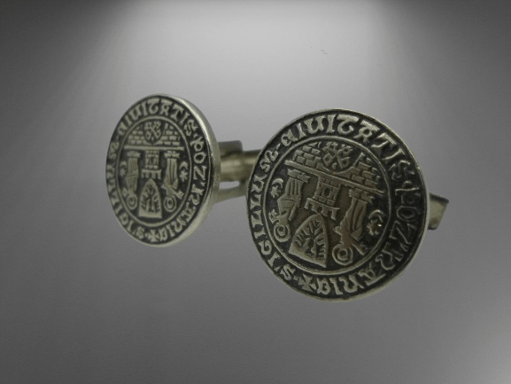 UNIKATOWE SPINKI DO MANKIETÓW Z HERBEM M. POZNANIA LATA 70-te - obrazek 2