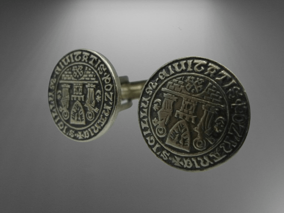 UNIKATOWE SPINKI DO MANKIETÓW Z HERBEM M. POZNANIA LATA 70-te - obrazek 4