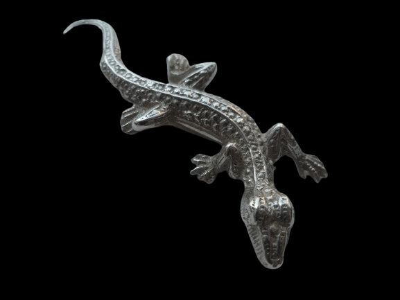 jaszczurka srebrna broszka