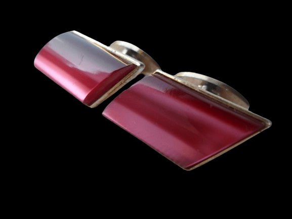 MALINOWO-PERŁOWE SPINKI DO MANKIETÓW Z PRL-u - obrazek 3