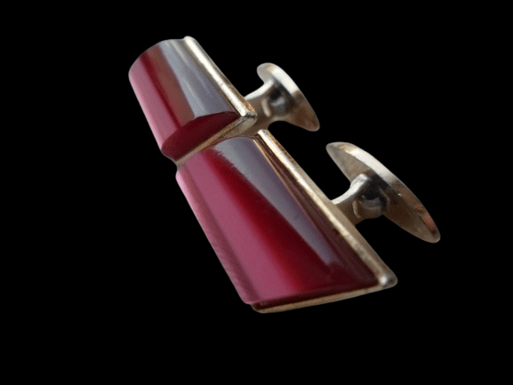 MALINOWO-PERŁOWE SPINKI DO MANKIETÓW Z PRL-u - obrazek 5