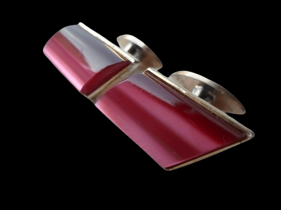 MALINOWO-PERŁOWE SPINKI DO MANKIETÓW Z PRL-u - obrazek 6