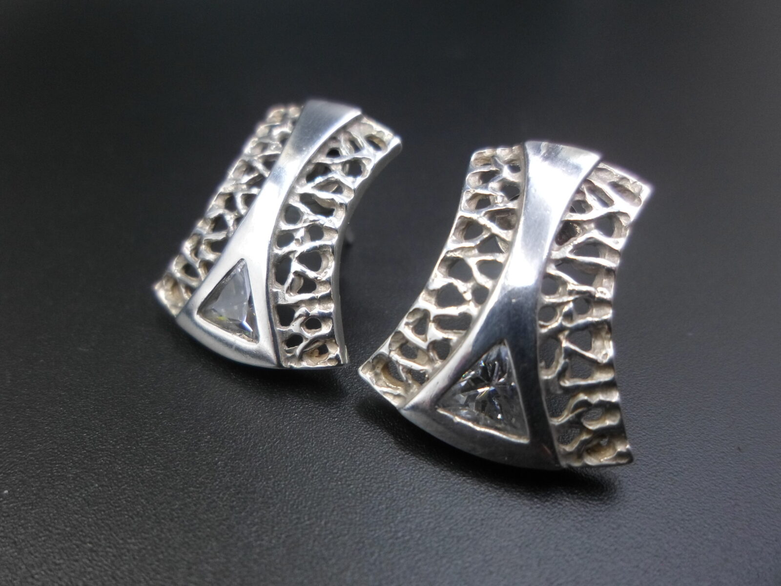 AŻUROWE KOLCZYKI Z CYRKONIĄ SREBRO 925 - obrazek 3