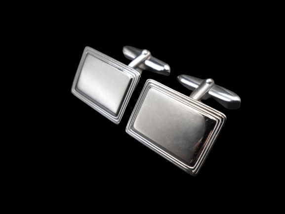 srebrne spinki do mankietów