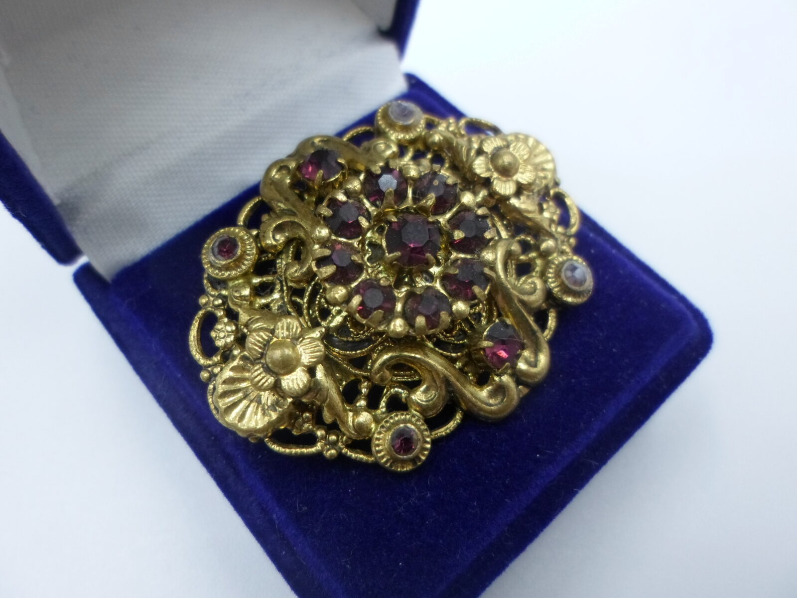 POZŁACANA BROSZKA RETRO Z KAMIENIAMI - LUKSUSOWY DODATEK - obrazek 2