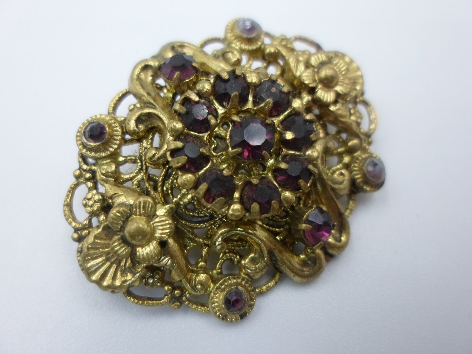 POZŁACANA BROSZKA RETRO Z KAMIENIAMI - LUKSUSOWY DODATEK - obrazek 6