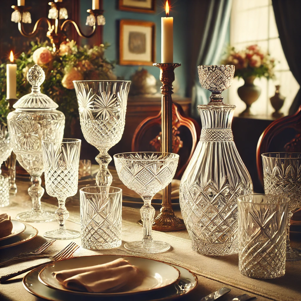 galanteria stołowa retro, kieliszki, wazony